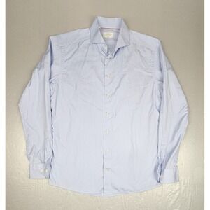 ETON Button Up Dress Shirt Mens 17 - 43 Blue Solid Slim Fit Long Sleeve